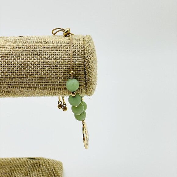 ST JUDE CHILDRENS HOSPITAL Bracelet Tumbled Green Stone Slide Closure Gold Tone - Picture 7 of 7